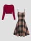The "Hadley" 2-Piece Plaid Dress & Sweater Set