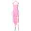 "Cirelia" Fringe Halter Maxi Dress