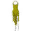 "Cirelia" Fringe Halter Maxi Dress