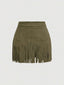 Sierra | Suede Fringe Mini Skirt with Stud Detail