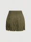 Sierra | Suede Fringe Mini Skirt with Stud Detail