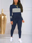 Striped Color Block Printed Sportwear Long Sleeve Top And Pants Set