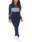 Striped Color Block Printed Sportwear Long Sleeve Top And Pants Set