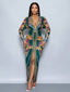 "Vibe Print" Plunge Maxi Dress
