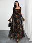"Helena" Elegant Floral Evening Gown