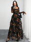 "Helena" Elegant Floral Evening Gown