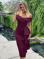 "Valentina" Off-Shoulder Peplum Bodycon Dress