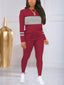 Striped Color Block Printed Sportwear Long Sleeve Top And Pants Set