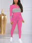 Striped Color Block Printed Sportwear Long Sleeve Top And Pants Set