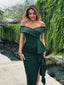 "Valentina" Off-Shoulder Peplum Bodycon Dress