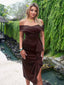 "Valentina" Off-Shoulder Peplum Bodycon Dress
