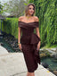 "Valentina" Off-Shoulder Peplum Bodycon Dress
