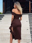 "Valentina" Off-Shoulder Peplum Bodycon Dress