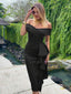 "Valentina" Off-Shoulder Peplum Bodycon Dress
