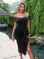 "Valentina" Off-Shoulder Peplum Bodycon Dress