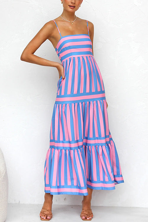 Sorelle Tiered Color Block Maxi Dress
