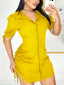 Zyanna | Short Sleeve Button-Up Dress with Waist Tie