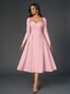 "Vienna" Long Sleeve Off-Shoulder Midi Dress