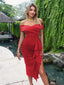 "Viv" Off-Shoulder Peplum Midi