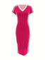 Clyvera | V-Neck Stripe Dress