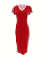 Clyvera | V-Neck Stripe Dress