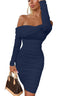 Velisse | Off-Shoulder Long Sleeve Ruched Party Mini Dress