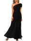 "Zyora" One-Shoulder Pleated Maxi Dress