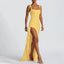 Zenvira | Sleeveless Bodycon Ruched High Slit Maxi Dress