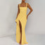 Zenvira | Sleeveless Bodycon Ruched High Slit Maxi Dress
