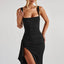 Zenvira | Sleeveless Bodycon Ruched High Slit Maxi Dress