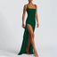 Zenvira | Sleeveless Bodycon Ruched High Slit Maxi Dress