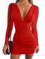 Zyvoria | Long Sleeve Ruched Bodycon Mini Dress