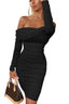 Velisse | Off-Shoulder Long Sleeve Ruched Party Mini Dress