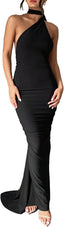 "Carmen" One-Shoulder Draped Gown