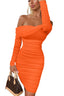 Velisse | Off-Shoulder Long Sleeve Ruched Party Mini Dress