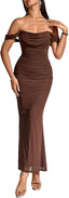 "Jade" Ruched Off-Shoulder Gown