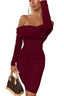 Velisse | Off-Shoulder Long Sleeve Ruched Party Mini Dress
