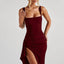 Zenvira | Sleeveless Bodycon Ruched High Slit Maxi Dress