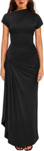 "Nadine" High Neck Draped Gown