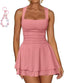 Arivelle | Square Neck Ruched Mini Dress