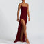 Zenvira | Sleeveless Bodycon Ruched High Slit Maxi Dress