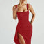 Zenvira | Sleeveless Bodycon Ruched High Slit Maxi Dress