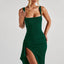 Zenvira | Sleeveless Bodycon Ruched High Slit Maxi Dress