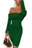 Velisse | Off-Shoulder Long Sleeve Ruched Party Mini Dress