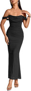 "Jade" Ruched Off-Shoulder Gown