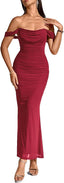 "Jade" Ruched Off-Shoulder Gown