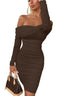 Velisse | Off-Shoulder Long Sleeve Ruched Party Mini Dress