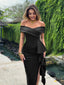 "Viv" Off-Shoulder Peplum Midi