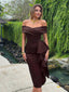 "Viv" Off-Shoulder Peplum Midi