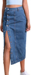 👖 The Drew | Front-Slit Denim Midi Skirt